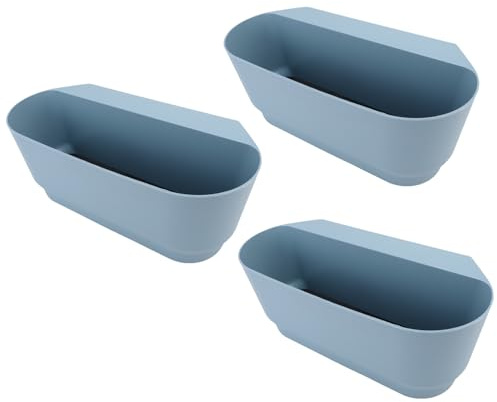 Pssopp Plantador de Cerca de Barandilla, 3 Macetas de Flores Colgantes con Agujeros de Drenaje para Ventana de Balcón Estilo de País Decoración del Hogar (Blue)