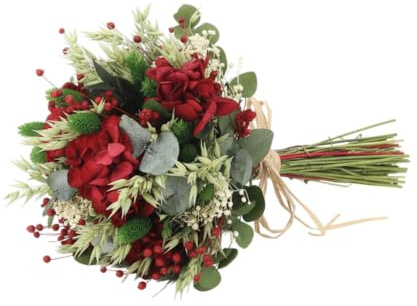 Ramo Floral de Hortensias Rojas Secas Estilo Vintage y Natural DECOALIVE