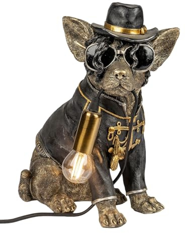formano Tischlampe Hund 33cm - Handbemalte Deko-Lampe aus Polyresin - originelle Tierlampe im Vintage-Design mit E14 Fassung (max. 40 W) - stilvolle Wohn-Deko & Geschenkidee für Tierliebhaber