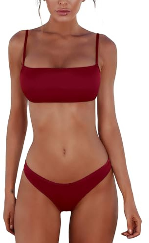 UMIPUBO Costume Donna Due Pezzi Bikini Perizoma Vita Bassa Sexy Brasiliana Abbronzante Tanga Triangolo Schiena Nuda con Coppe Mare Estivo Micro Costume da Bagno