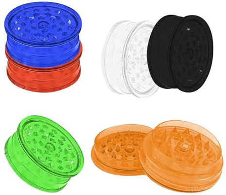 6 Pack Plastic Grinder, Grinder, Portable 60mm Spice Grinder, Herb Grinder with Magnetic Lid for Kitchen Use, Reusable