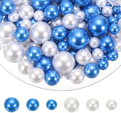 QUARKZMAN 150 Stk Perlen Für Vasenfüllung 20/14/10mm Hellblau Weiß | Kunstperlen Schwimmperlen Makeup Ohne Loch, Für Kerzen Tischdekoration Hochzeitsdekoration Heimdekoration