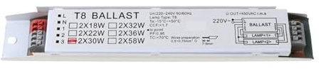 reattore elettronico Alimentatore elettronico ad avvio istantaneo T8 ad alta efficienza Alimentatore for luce fluorescente 2x18/30/58W Uso residenziale/commerciale(2x30W)