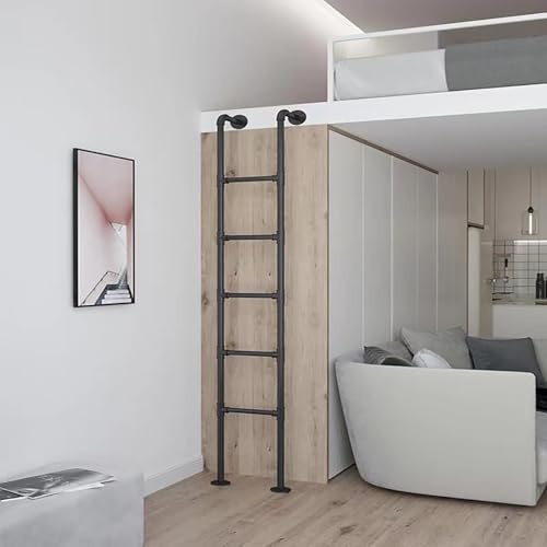 ZENSTYW Escalera De Ático Montada En La Pared De 100-300 Cm,Escalera De Litera para Interiores,Escalera De Entrada Y Salida De Altura,para Dormitorio,Biblioteca(1.9m/6.2ft)