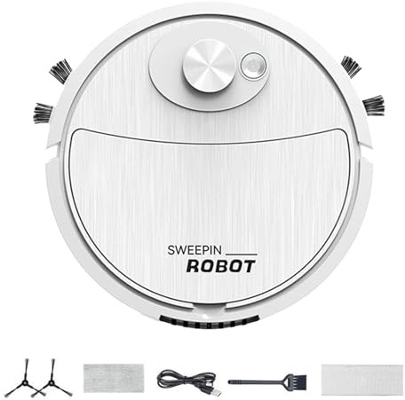 Robot Aspirador - Robot De Limpieza Recargable | Cepillo De Limpieza Eléctrica Inalámbrico | Diseño Inteligente Para Piedra, Laminado, Pisos De Madera Y Azulejos De Cerámica,