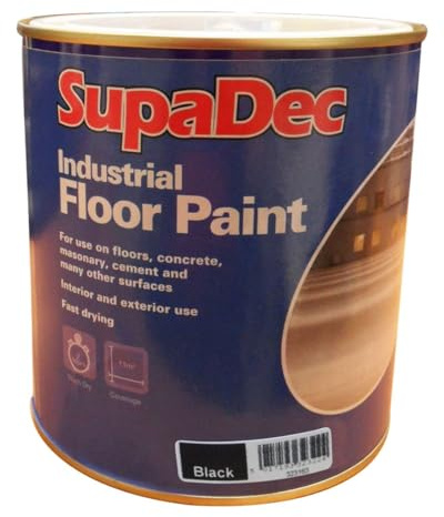 Supadec Industrial Floor Paint 1L – Black | Premium Hard-Wearing Floors Coating | For Concrete – Masonry – Cement & More | Interior & Exterior Use | Fast Drying Durable Floor Paint