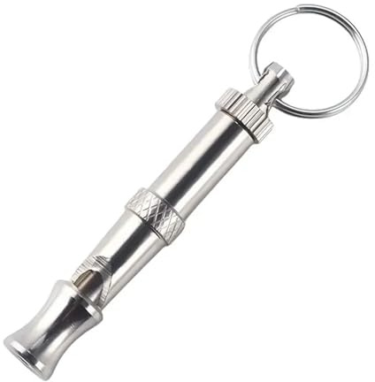 2Pcs Dog Whistle to Stop Barking - Adjustable Pitch Ultrasonic Recall Training Tool with Keychain, Small Portable Silver for Dogs Puppies Cats