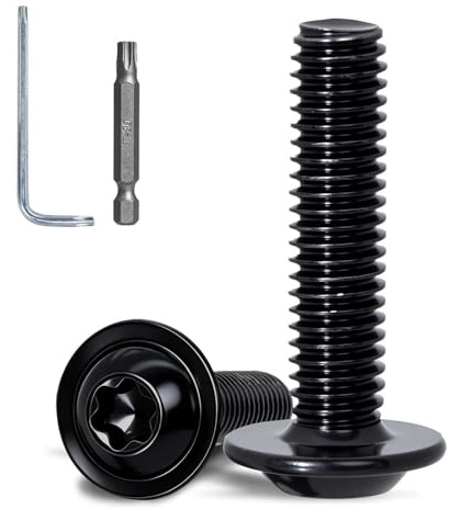 KINETOX 30PCS M6 Stainless Steel Bolts M6 x 20 mm Torx Pan Head Machine Screws Black Zinc Plated Stainless Steel Screws for Metal PC Case Model Building & Furniture Use