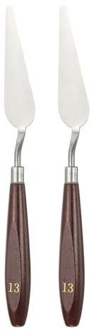 QUARKZMAN 2Pcs Couteau À Spatule Outil De Peinture 3.31 X 0.94 Rouge/Argent | Spatule En Acier Inox, Couteaux À Spatule Grattoirs Outils Avec Manche En Hêtre Pour Mixage Étendage Acrylique