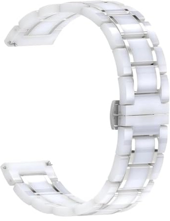 15 mm 17 mm 19 mm 21 mm 23 mm Ersättningsurband Keramiskt armband Universal snabbrem for kvinnor män(White silver,19mm)