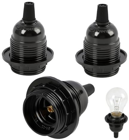 Lot de 3 Douille Ampoule E27, Douille Lumière E27 en Plastique, 250V 4A, Support de Lampe de Rechange à Visser, Porte-Lampe Bakélite de Remplacement pour Lampe Table Lampadaire Plafonnier Suspension