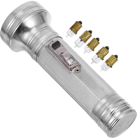 Torcia Antica in Ferro Stile Vintage Anni 80 Argento | Oggetto per Performance e Fotografia, Portatile e Leggero, con Luminosità Regolabile e Modalità Stile Casuale