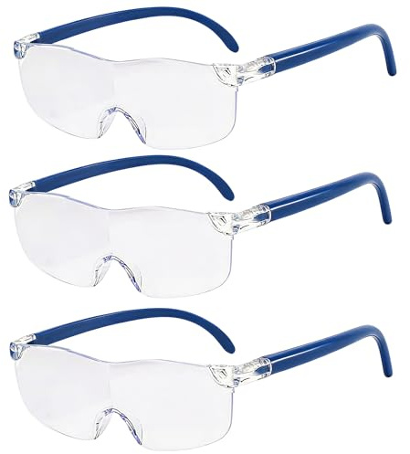 Beojonvy 3 Stück Lupenbrille für Brillenträger, Vergrößerungsbrille 500%,1000%, 1600%, Brillenlupe Anti-Blaulicht, Senioren Magnifying Glasses, Lesehilfe für Naharbeit Lesen Nähen