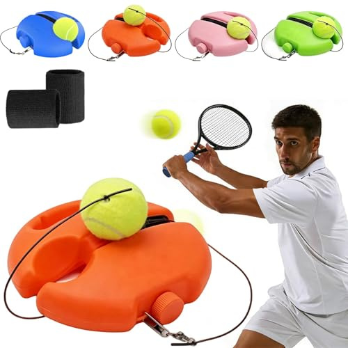 Pnedeodm Solo Tennis Trainer Rebound Ball Set,Portable Solo Tennis Practice Device with Anti-Tangle String & Stable Base, Tenniss Training Equipment for Kids Adults Beginners Garden