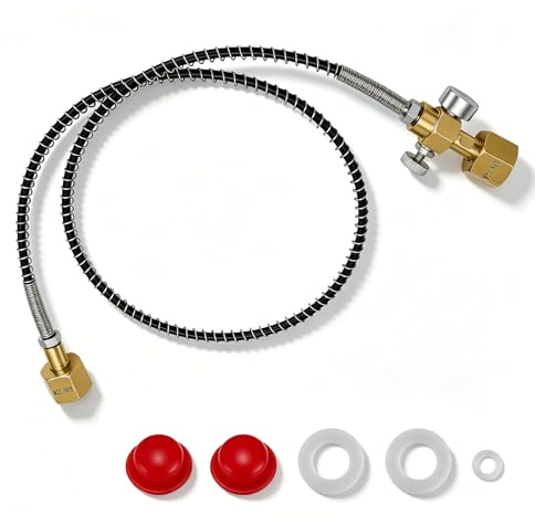 Tubo di riempimento CO2 destro da 1 m, con manometro, W21,8 x 1/14, tubo gas protettivo ad alta pressione, per argon, azoto, elio, impianto di erogazione, arco di riempimento