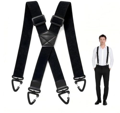 OVIANOR Bretelles Homme Larges, 3,8 cm de Largeur, Bretelles Extra Larges en Forme X - Réglables Bretelle Homme avec Boucle Rotative à 360° - Idéales pour Chemise, Salopettes
