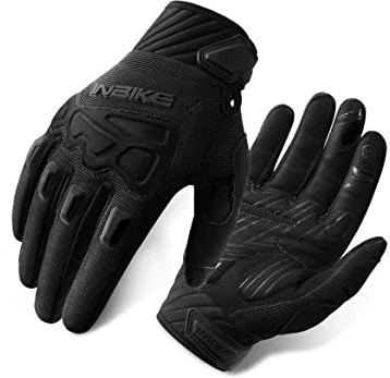 INBIKE Mountain Bike Gloves Cycling Mens MTB Bicycle Cycle for Men Road Padded Accessories Racing Gym Touchscreen Full Finger Womens Black XL