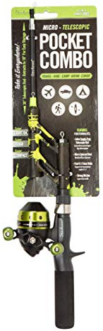 ProFISHiency Micro Series Pocket Combo | Tangle-Free Telescopic Fishing Rod and Spincast Reel | Light and Compact Fishing Rod | Green Splatter