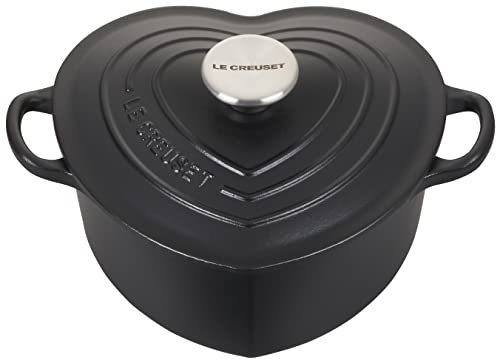Le Creuset Signature Cocotte Figural de hierro fundido esmaltado, 2 cuartos de galón, regaliz con perilla de acero inoxidable