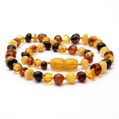 Amber Seven Mehrfarbige baltische Bernsteinkette | bunte Bernsteinkette | drei Größen 32, 38, 45 cm | 5 mm Bernsteinperlen (32 cm)