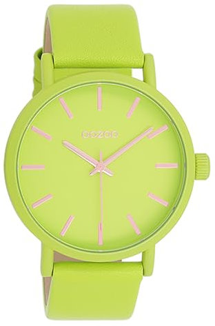 Oozoo Damenuhr mit Lederband Color Line 42 MM Neon Grün C11177