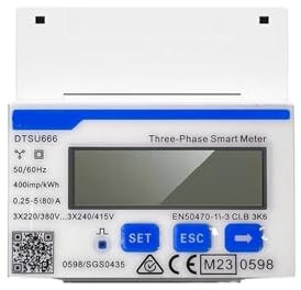 1 pièces DDSU666 DTSU666 Compteur d'énergie électrique Multifonction programmable V, A, W, KWH, VAR, MODBUS RS485 Compteur d'énergie électrique onduleur Solaire photovoltaïque (Color : DTSU666 80A CE