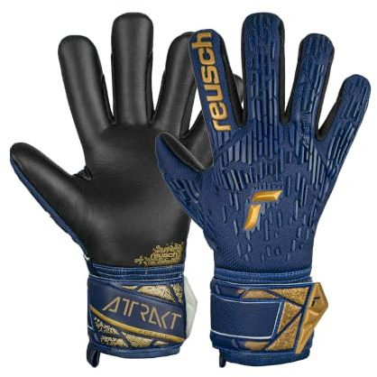 Reusch Torwarthandschuhe Erwachsene | starker Grip, robust & atmungsaktiv | perfekte Passform, für Training & Spiel, geeignet für Kunstrasen & Naturrasen, Größe 7,5-12, Attrakt Freegel Silver