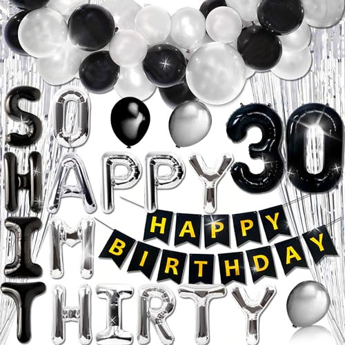 Roaring Good Time 30. Geburtstag Luftballon Set - Talk Thirty to Me Dirty 30 - Folienballon und Deko für Männer und Frauen