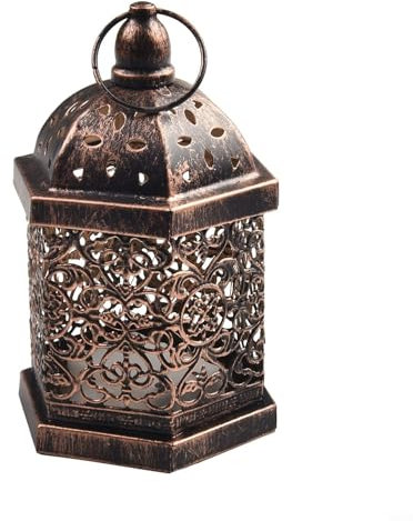 Entgoinggo Marokkanische Laterne aus Metall, Ramadan-Lampe, hängende Kerzenhalter, Dekor-Laternen, für Wohnzimmer, Balkon, Terrasse, Halloween, Weihnachtsdekorationen (klein)