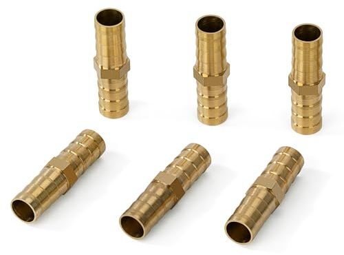 6 Pièces Raccords de Tuyau d'air Comprimé en Laiton de 10mm, 1 en Forme, Connecteur de Tuyau de Carburant, Connecteur Barbelé pour Carburant, Air, Eau, Gazole