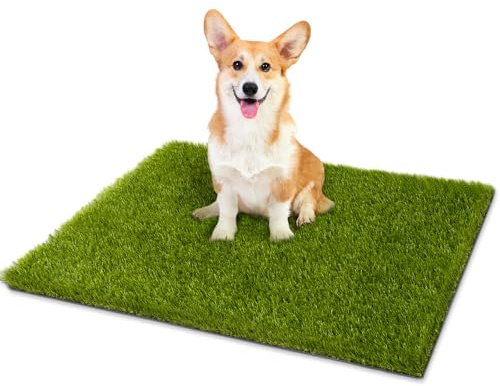 CooRug Hierba artificial, 17 x 30 pulgadas, césped falso para cachorros y gatos, almohadillas lavables para orina de perro con agujeros de drenaje para área de descanso de mascotas, decoración de