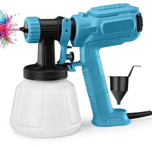 INMOZATA Paint Sprayer, 1200ML Fence Paint Sprayer Electric Paint Spray Gun with 4 Nozzles and 3 Patterns for Walls and Ceilings, Sheds, House Painting (Blue)