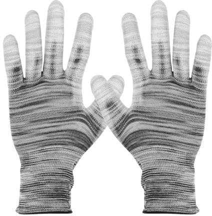 sourcing map 12Set Anti-Static Gloves Electrostatic Protective Gloves with PU Palm Large Size for Automotive Vinyl Wraps and Decal Applications, Black