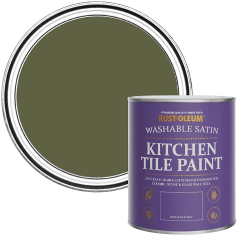 Rust-Oleum Water-Resistant Kitchen Tile Paint in Satin Finish - Greencroft 750ml