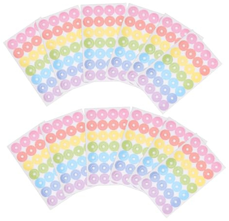WEKADRIN 40 Blatt Schützende Selbstklebende Lochverstärker Aufkleber Bunte Reparatur Sticker für Gelochte Blätter Geeignet für Schule Büro und Zuhause Einfache Anwendung Dekorative