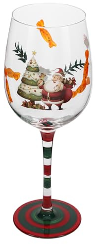 DIYEAH Verres à Vin de Noël Décoratifs à Tige Verres Pied Peints Main pour Fêtes de Noël Mariage et Réveillon Verrerie Polyvalente pour Vin Rouge Blanc et Cocktails