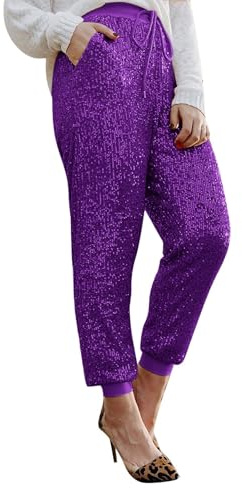 Generiska dam paljettbyxor guld glitterbyxor långa silver karnevalsbyxor nyårsafton outfit elegant marlenebyxor gnistrande byxor breda byxor fritidsbyxor festliga byxor paljettbyxor festbyxor