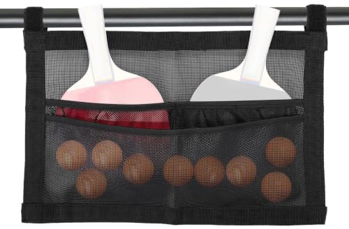 Bordtennis förvaringsväska - kapacitet Mesh Sports Organizer | Hållare för pingisutrustning | Justerbar rem hänger under bordet Displaylösning Träningsträning Hemmaklubb Skola Fritid