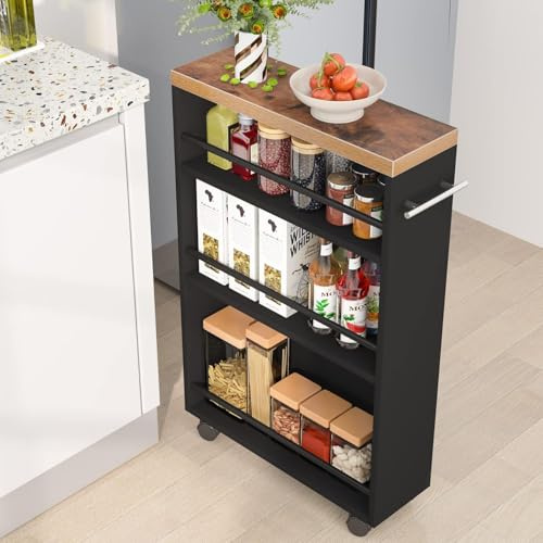 Tribesigns Carro rodante estrecho, carrito de cocina estrecho con ruedas para espacios pequeños