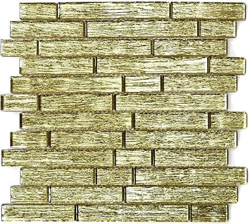 Mosaik Fliese Transluzent Verbund Glasmosaik Crystal Chic gold für WAND BAD WC DUSCHE KÜCHE FLIESENSPIEGEL THEKENVERKLEIDUNG BADEWANNENVERKLEIDUNG Mosaikmatte Mosaikplatte