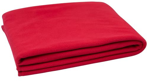 ZOLLNER Kuscheldecke in 130x170 cm - kuschelige und langlebige Fleecedecke - waschbar bis 95°C - hochwertiges Einfassband - antistatisch - Polyester - in rot - Oeko Tex® Zertifiziert