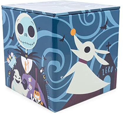 Ukonic Nightmare Before Christmas Jack Skellington - Caja de almacenamiento cuadrada de lata con tapa abatible | 4 pulgadas