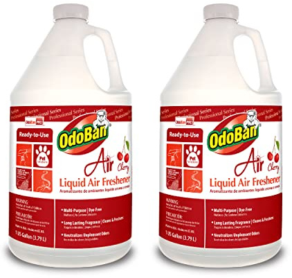 OdoBan Professional Series Ready-to-Use Air Cherry Liquid Air Freshener, Made in the USA, Cherry Scent, 2-Pack, 1 Gallon Each