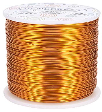 BENECREAT 20 Gauge (0.8mm) Aluminiumdraht 770FT (235m) Eloxiert Schmuck Handwerk machen Friesen Floral farbigen Aluminium Craft Draht - Gold
