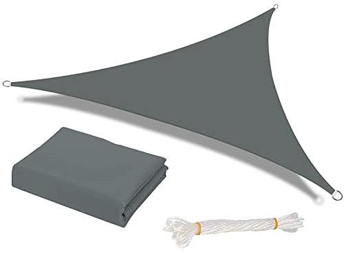 HEYOMART Sonnensegel Dreieck 2 x 2 x 2m Wasserdicht Sonnenschutz inkl Befestigungsseile PES Polyester mit UV Schutz für Garten Terrasse Camping, Anthrazit
