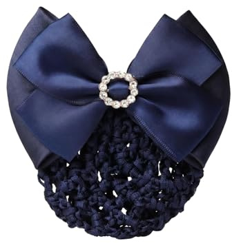 1 Stück Blau Strass Satin Schleife Haarspange Bowknot Snood Net Haarspange Haarspange Dutt Abdeckung Haarnetz Bowknot Decor Französische Haarspange Frauen Mädchen Haarschmuck