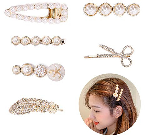 6PCS Perle Haarspangen,SHONCO Damen Haarklammern Resin Pearl Accessoires,Haarschmuck für Mädchen als Hochzeitsfeier