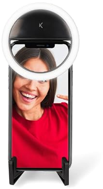 KSIX smart your tech Anneau Lumineux pour Selfie Rechargeable 3W avec Clip Universel Blanc