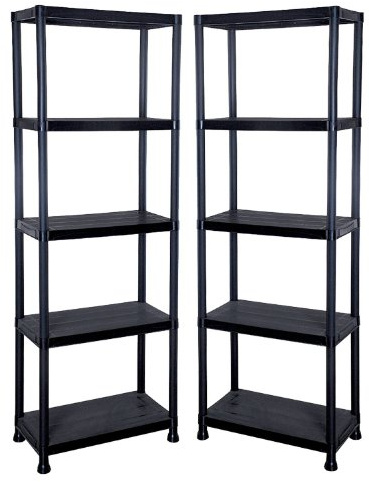 Taylor & Brown 2 x 5 Tier Heavy Duty Black Plastic Garage Storage Shelving 60cm Wide Shelves Shed Shelf Unit Home Office Pantry Workshop Racking (60 x 30 x 172cm)