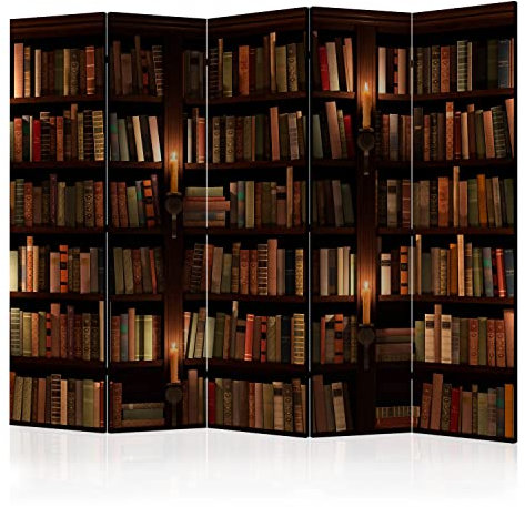 murando Raumteiler Foto Paravent Bibliothek 225x172 cm beidseitig auf Vlies-Leinwand Bedruckt Trennwand Spanische Wand Sichtschutz Raumtrenner Bücher Lesezimmer f-B-0142-z-c